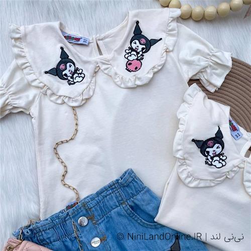 دو تیکه بلوز دامن جین دخترانه طرح کرومی کد0022