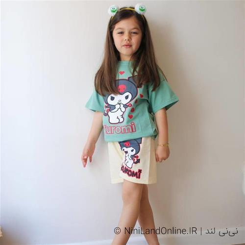 تیشرت شلوارک دخترانه طرح کرومی کد 6164