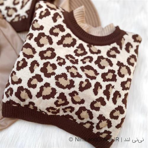 ست 3تیکه پلنگی بلوز شلوارک دخترانه کد 5810