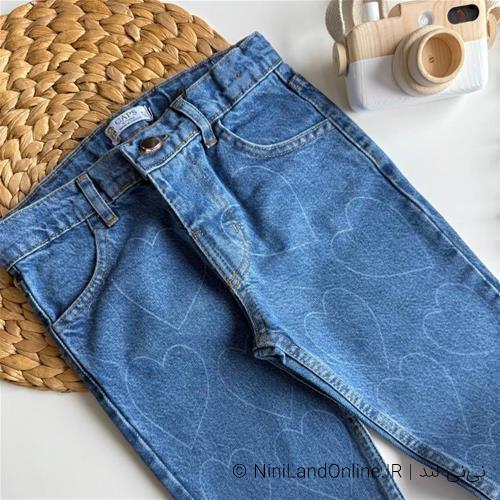 شلوار جین دخترانه طرح قلب زارا کد 254