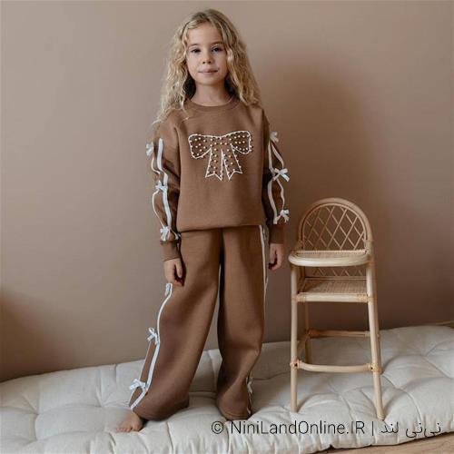 ست دو تیکه کرکدار پاپیون نگین دار ترک کد 18671