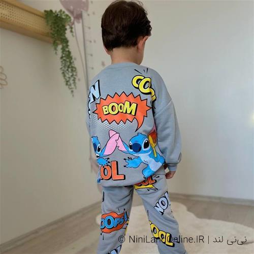 بلوز شلوار دورس سه نخ طرح پسرانه استیچ کد 66553