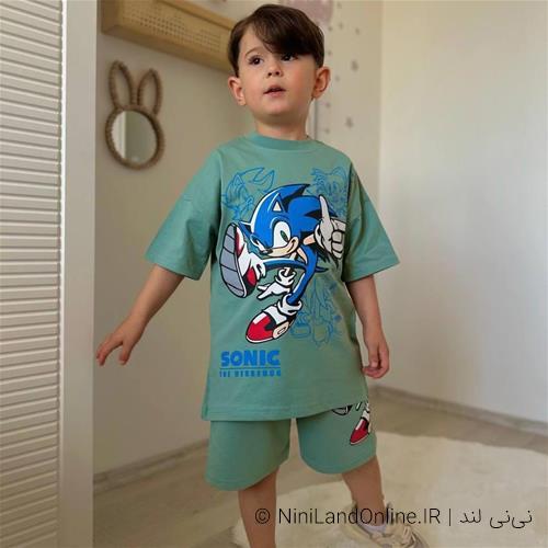 تیشرت شلوارک تابستانه پسرانه طرح سونیک کد 3710