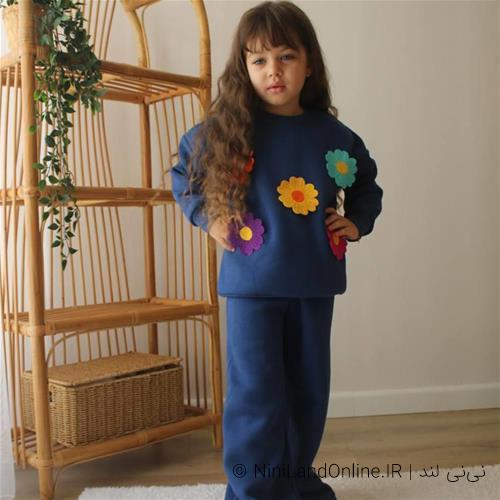 ست دو تیکه دخترانه تو کرکی طرح گل کد 66660