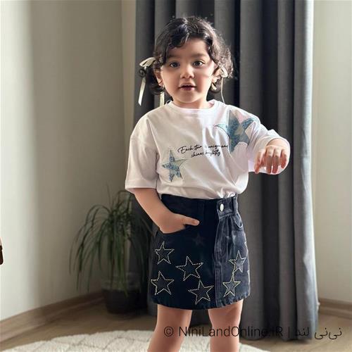 دو تیکه دخترانه نکین دار طرح ستاره ترک کد 71081