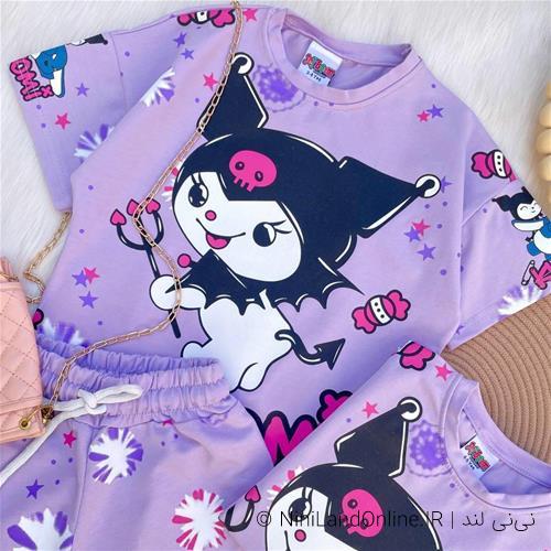 تیشرت شلوارک دخترانه طرح کرومی کد5877