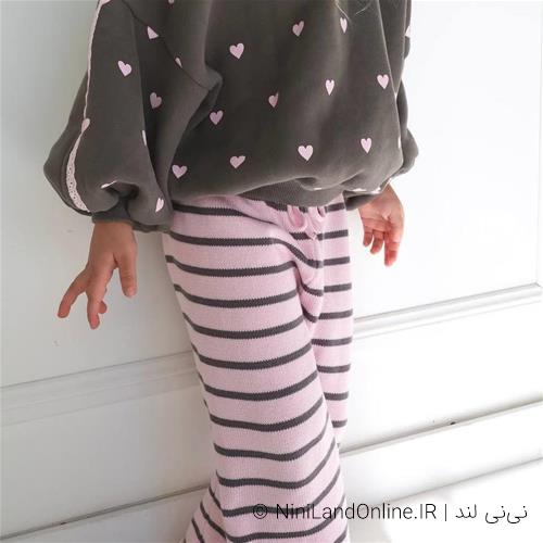 دو تیکه بلوز شلوار دخترانه طرح قلب ترک کد 96785400