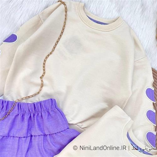 بلوز دامن دخترانه طرح قلب کد577