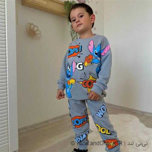 بلوز شلوار دورس سه نخ طرح پسرانه استیچ کد 66553