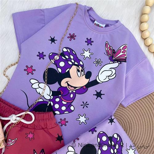 ست دو تیکه تیشرت شلوارک تابستانه طرح میکی موس کد 6060