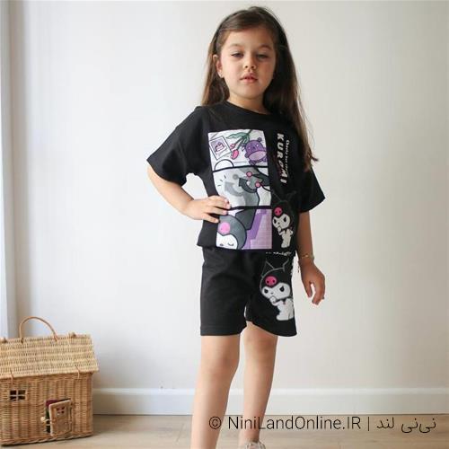 تیشرت شلوارک دخترانه طرح کرومی کد 59772