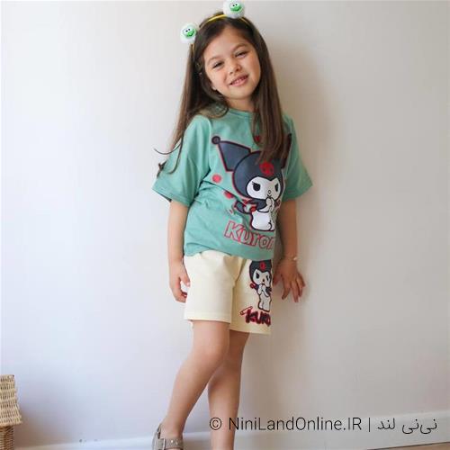 تیشرت شلوارک دخترانه طرح کرومی کد 59771