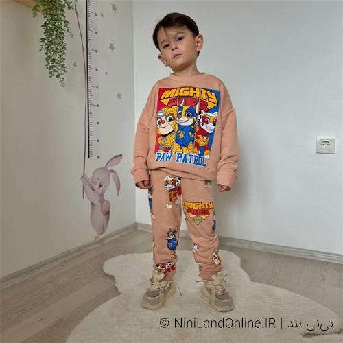 بلوز شلوار دورس سه نخ پسرانه طرح پاپاترول کد 183222