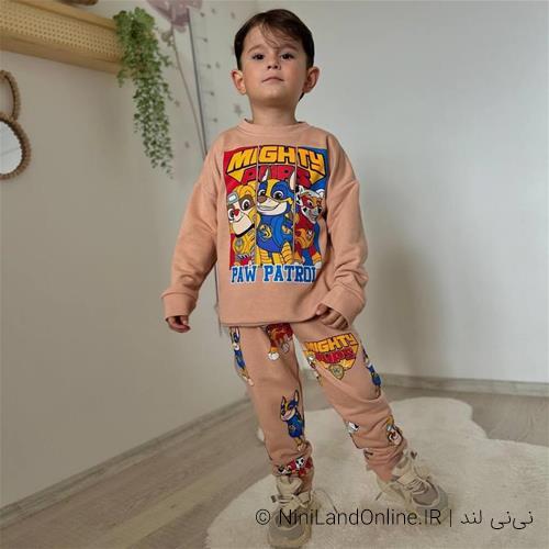 بلوز شلوار دورس سه نخ پسرانه طرح پاپاترول کد 183222