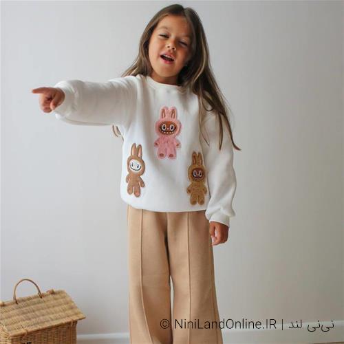 دو تیکه تو کرکی لبوبو با شلوار دمپا ترک کد 33660