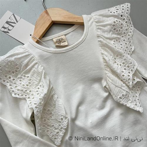 بلوز دخترانه استین گیپور ترک زارا کد 066