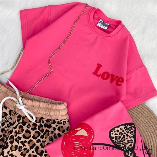 تیشرت شلوارک طرح گیلاس پلنگی کد 5875