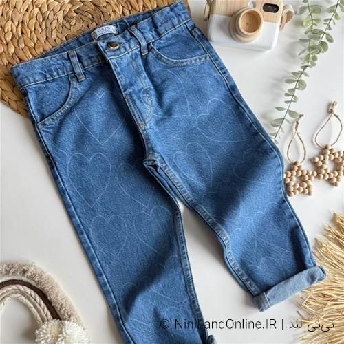 شلوار جین دخترانه طرح قلب زارا کد 254