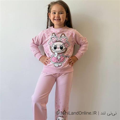 بلوز شلوار دورس دو نخ طرح لبوبو ترک کد33550