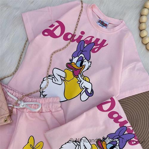 تیشرت شلوارک  دخترانه صورتی داکی کد 6052