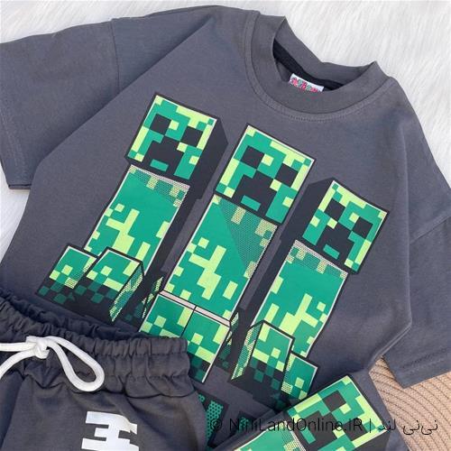 تیشرت شلوارک دو تیکه پسرانه ماینکرافت کد3508