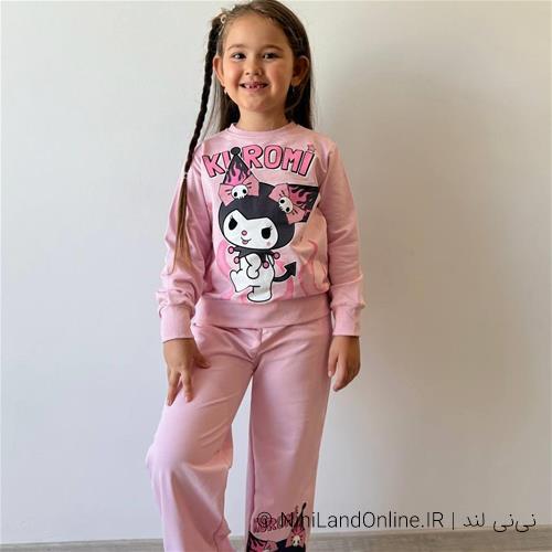 بلوز شلوار دورس دو نخ پاییزه طرح کرومی با شلوار دمپا ترک کد 8173