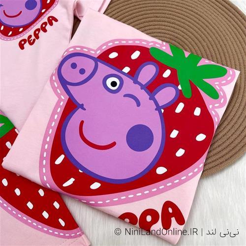 دو تیکه تیشرت شلوارک طرح پپا پیگ کد1111