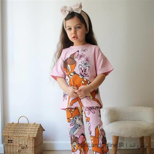 تیشرت شلوار دمپا طرح بامبی کد 5828