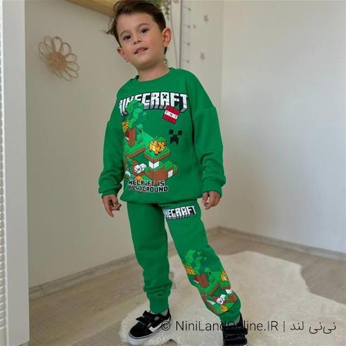 ست دو تیکه پسرانه طرح ماینکرافت سه نخ ترک کد22880