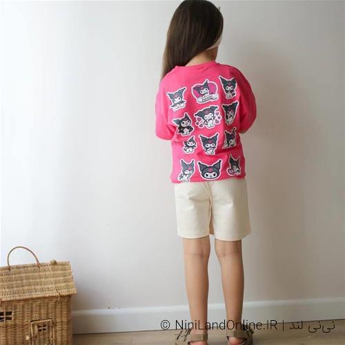 دو تیکه تیشرت شلوارک کرومی کد 6187