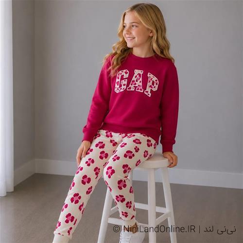 بلوز شلوار دورس طرح گپ دخترانه تک کد 8862520000