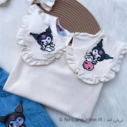 دو تیکه بلوز دامن جین دخترانه طرح کرومی کد0022