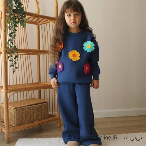 ست دو تیکه دخترانه تو کرکی طرح گل کد 66660