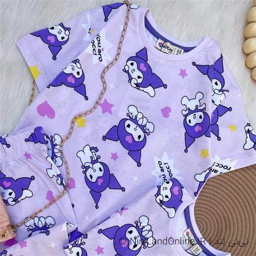 بلوز شلوار راحتی دخترانه طرح کرومی کد 3278