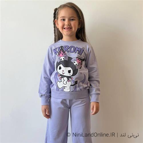 بلوز شلوار دورس دو نخ پاییزه طرح کرومی با شلوار دمپا ترک کد 8173