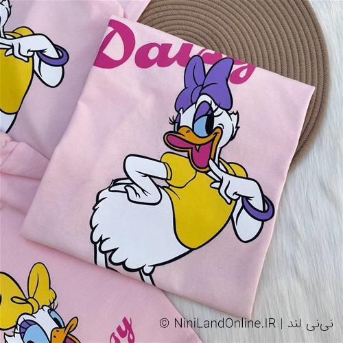 تیشرت شلوارک  دخترانه صورتی داکی کد 6052