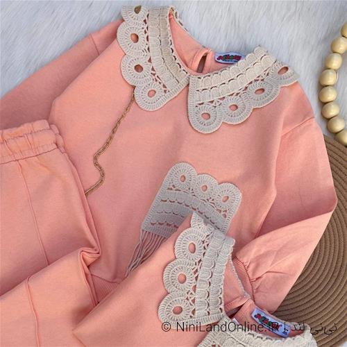 بلوز شلوار دخترانه طرح قلاب بافی کد 546